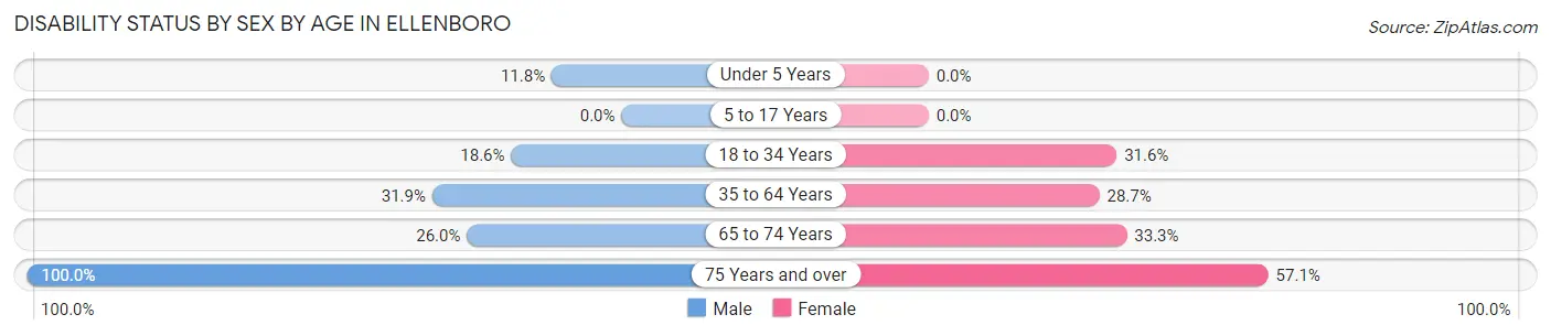 Disability Status by Sex by Age in Ellenboro