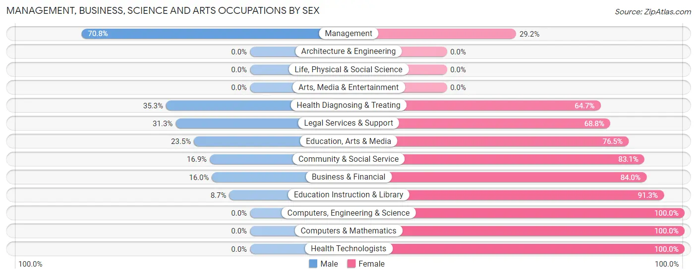 Management, Business, Science and Arts Occupations by Sex in Fairmont