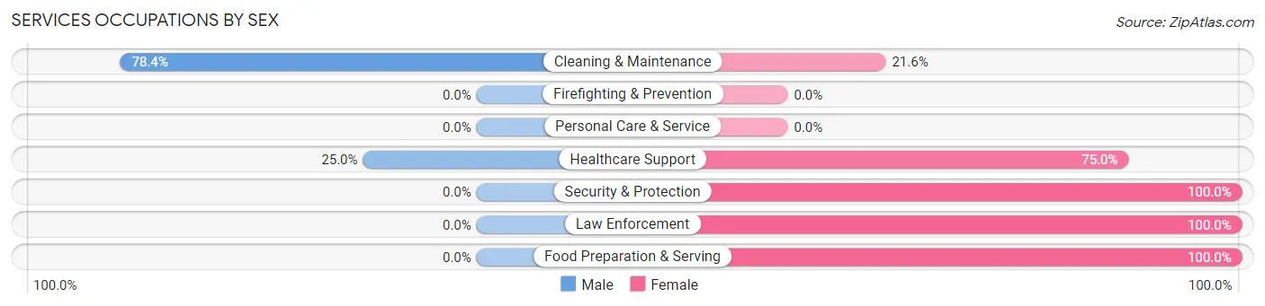 Services Occupations by Sex in Fairplains