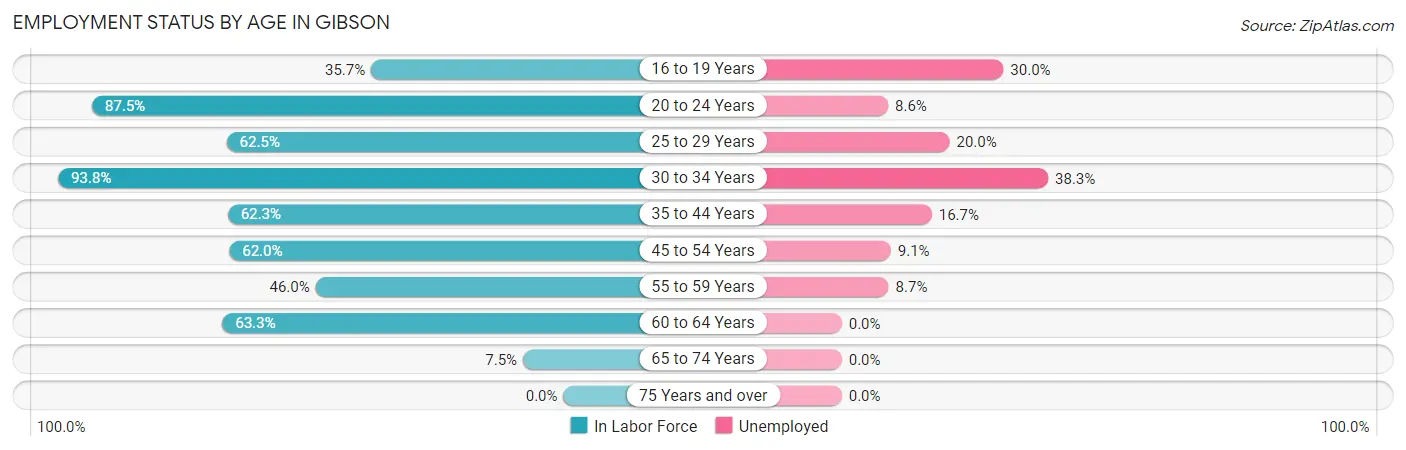 Employment Status by Age in Gibson