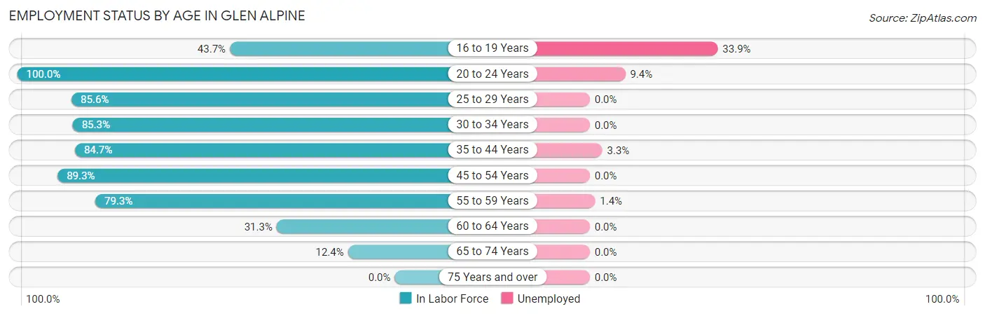 Employment Status by Age in Glen Alpine