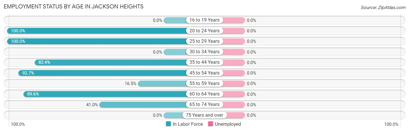 Employment Status by Age in Jackson Heights