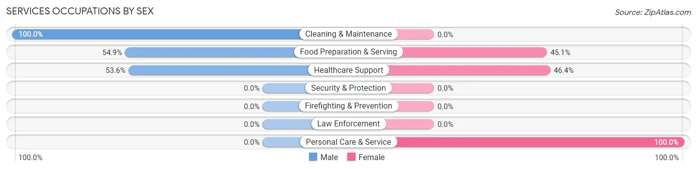 Services Occupations by Sex in Lake Junaluska