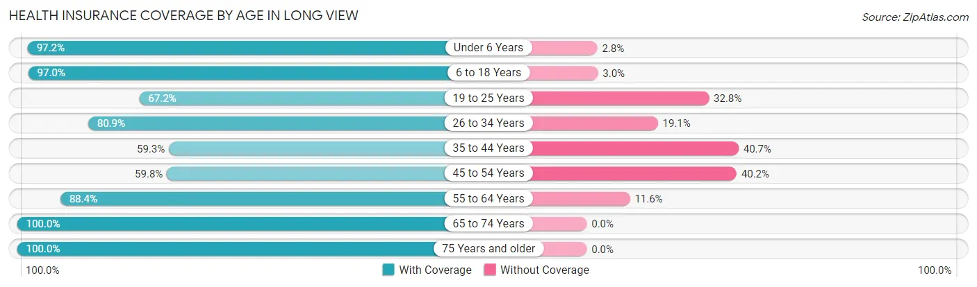 Health Insurance Coverage by Age in Long View