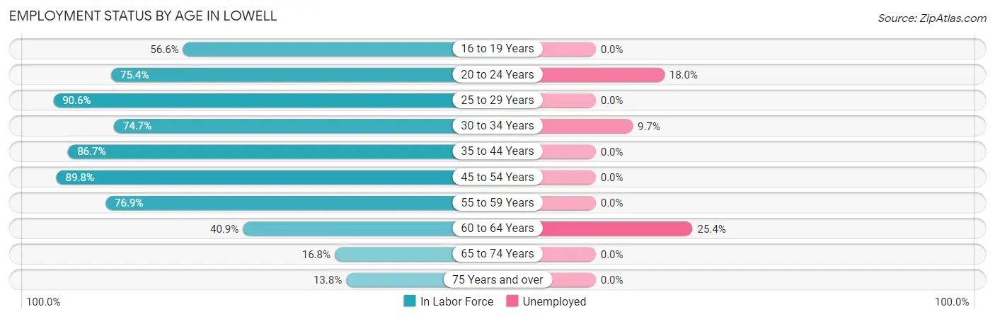 Employment Status by Age in Lowell
