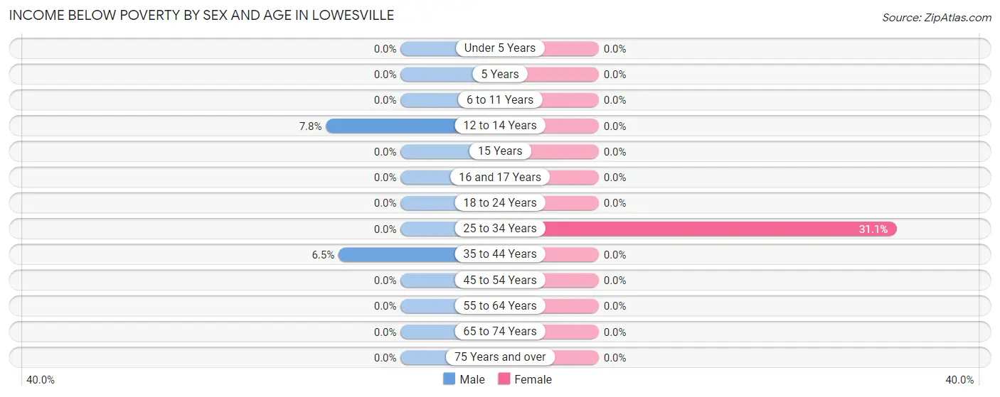 Income Below Poverty by Sex and Age in Lowesville