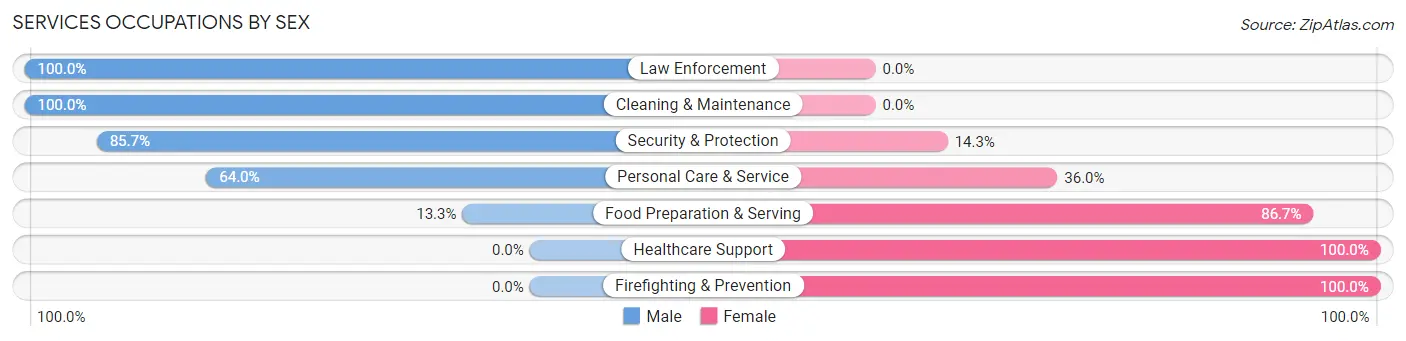 Services Occupations by Sex in Manteo