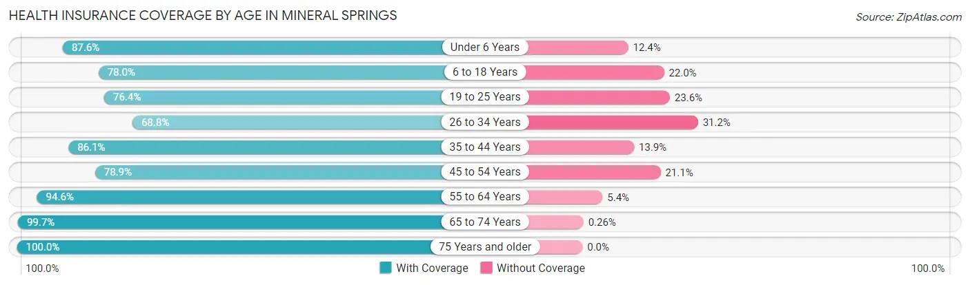 Health Insurance Coverage by Age in Mineral Springs