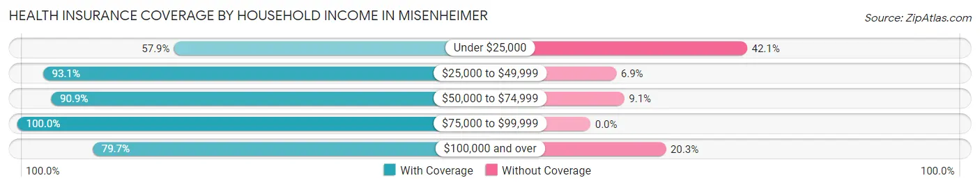 Health Insurance Coverage by Household Income in Misenheimer