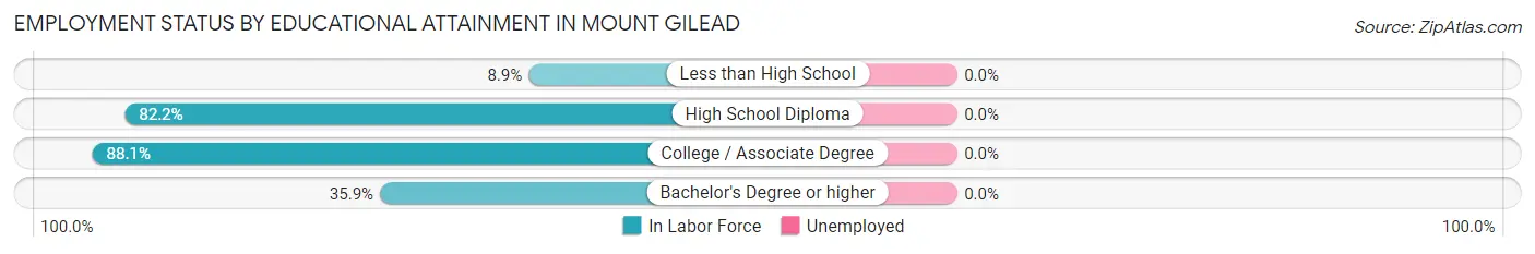 Employment Status by Educational Attainment in Mount Gilead