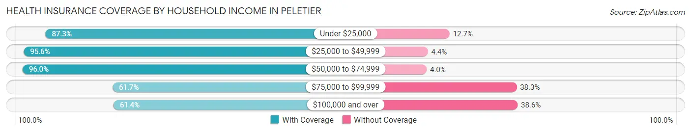 Health Insurance Coverage by Household Income in Peletier