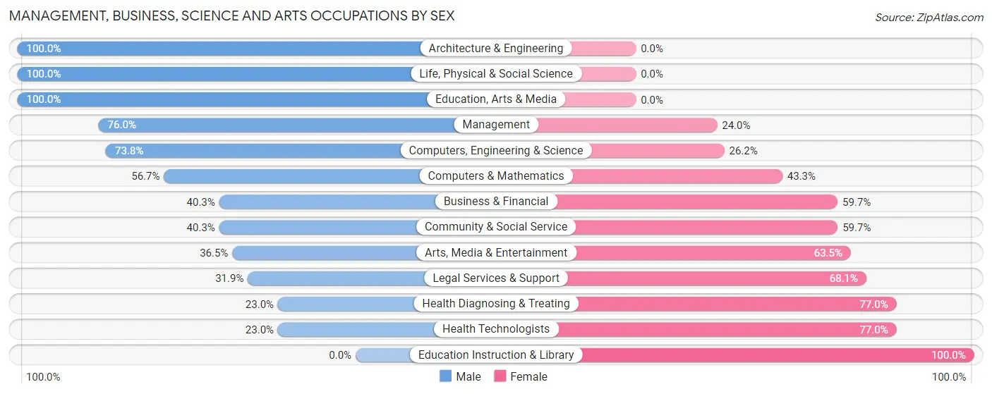 Management, Business, Science and Arts Occupations by Sex in Porters Neck