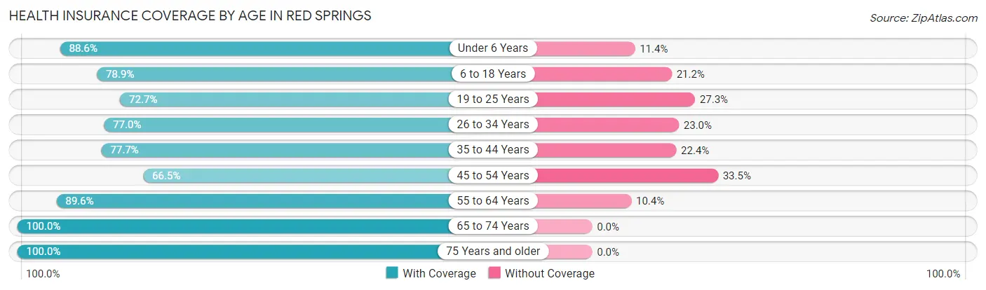Health Insurance Coverage by Age in Red Springs