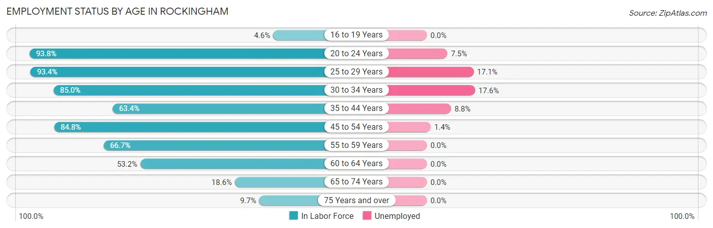 Employment Status by Age in Rockingham
