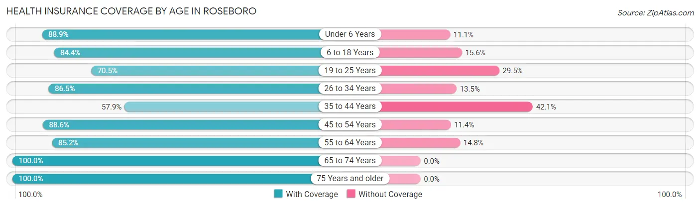 Health Insurance Coverage by Age in Roseboro