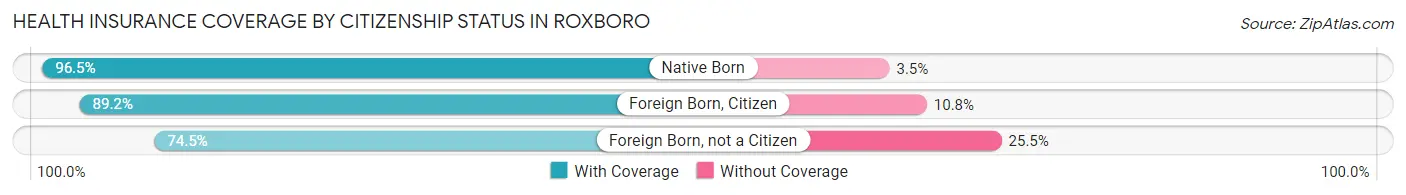 Health Insurance Coverage by Citizenship Status in Roxboro