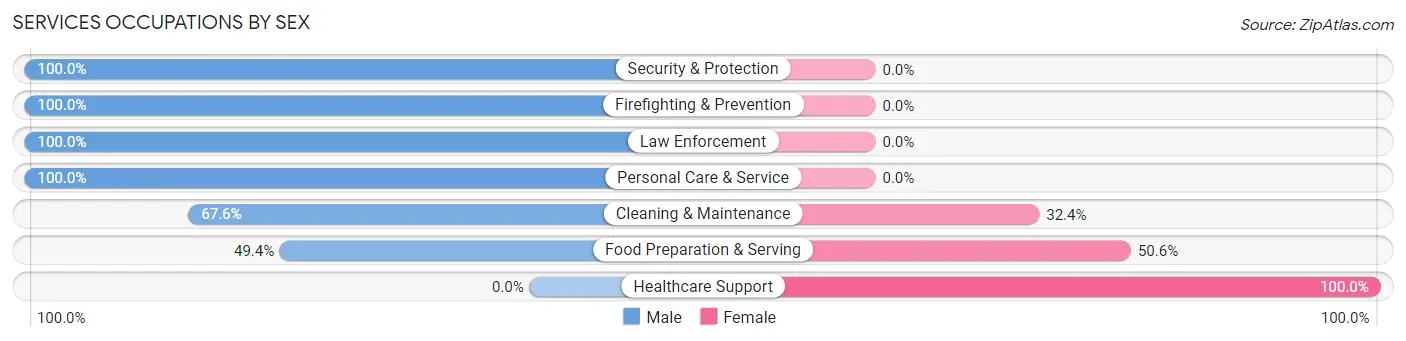 Services Occupations by Sex in Roxboro