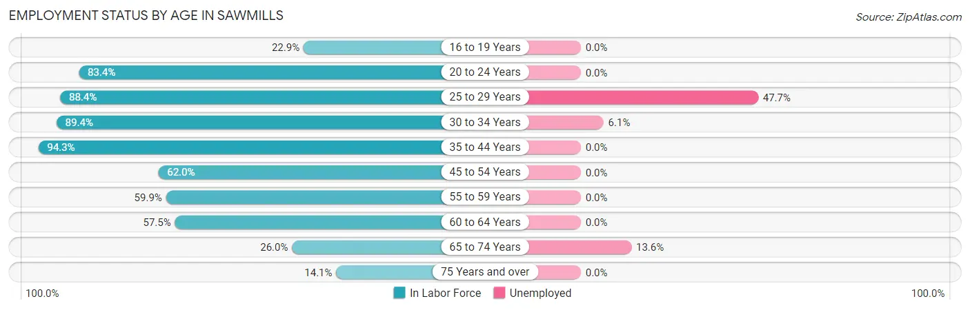 Employment Status by Age in Sawmills