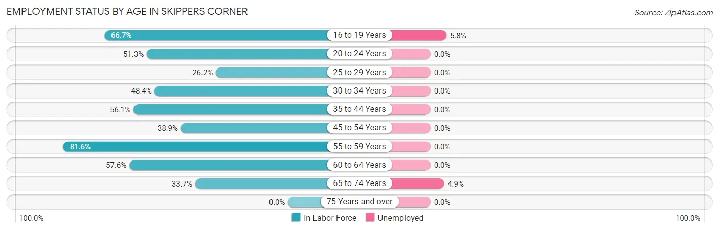 Employment Status by Age in Skippers Corner