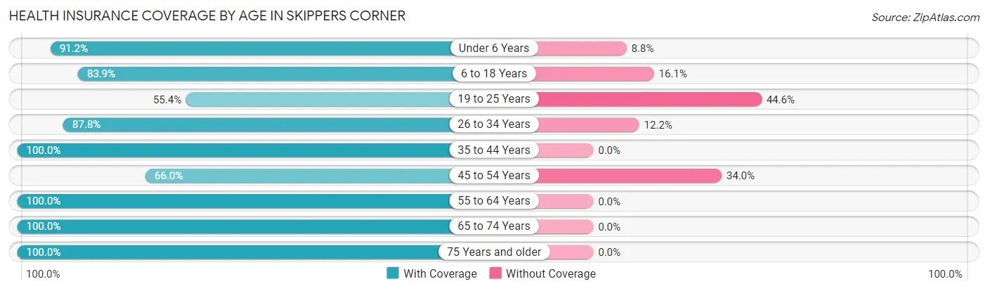 Health Insurance Coverage by Age in Skippers Corner