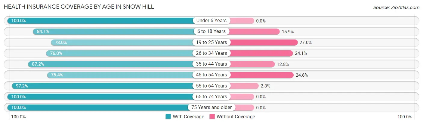 Health Insurance Coverage by Age in Snow Hill