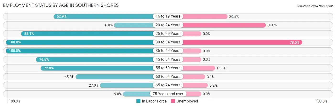 Employment Status by Age in Southern Shores