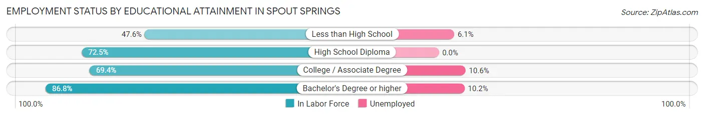 Employment Status by Educational Attainment in Spout Springs