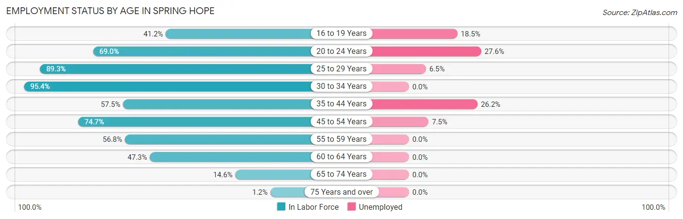 Employment Status by Age in Spring Hope