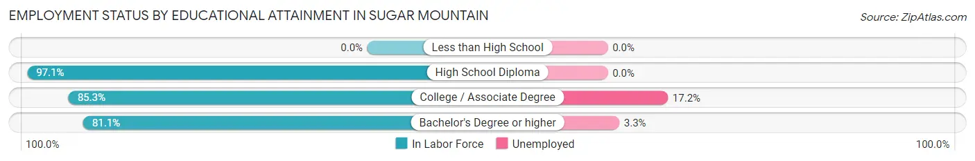 Employment Status by Educational Attainment in Sugar Mountain