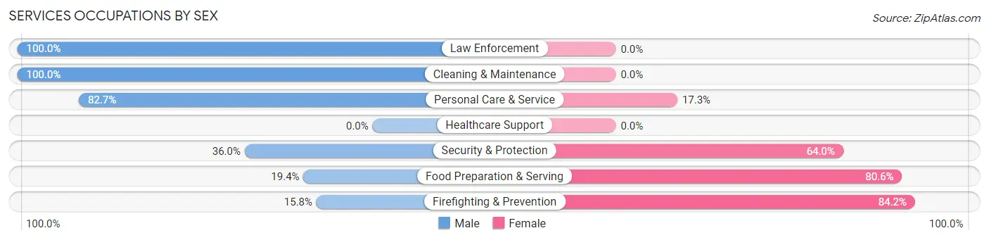 Services Occupations by Sex in Sunset Beach
