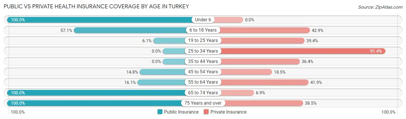 Public vs Private Health Insurance Coverage by Age in Turkey