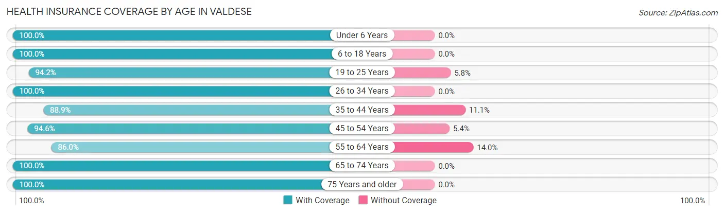 Health Insurance Coverage by Age in Valdese