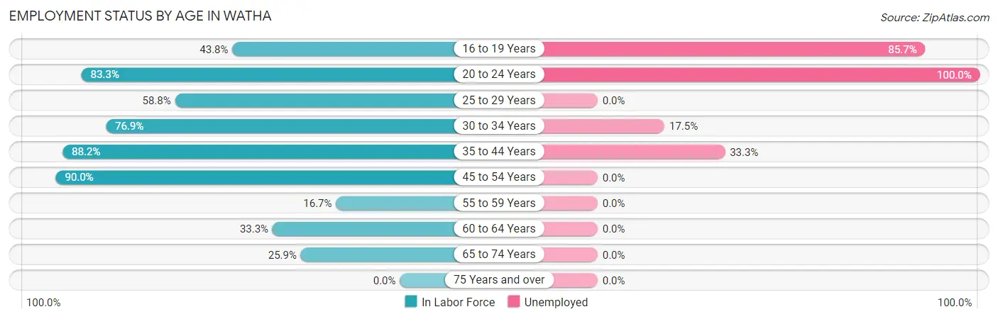 Employment Status by Age in Watha
