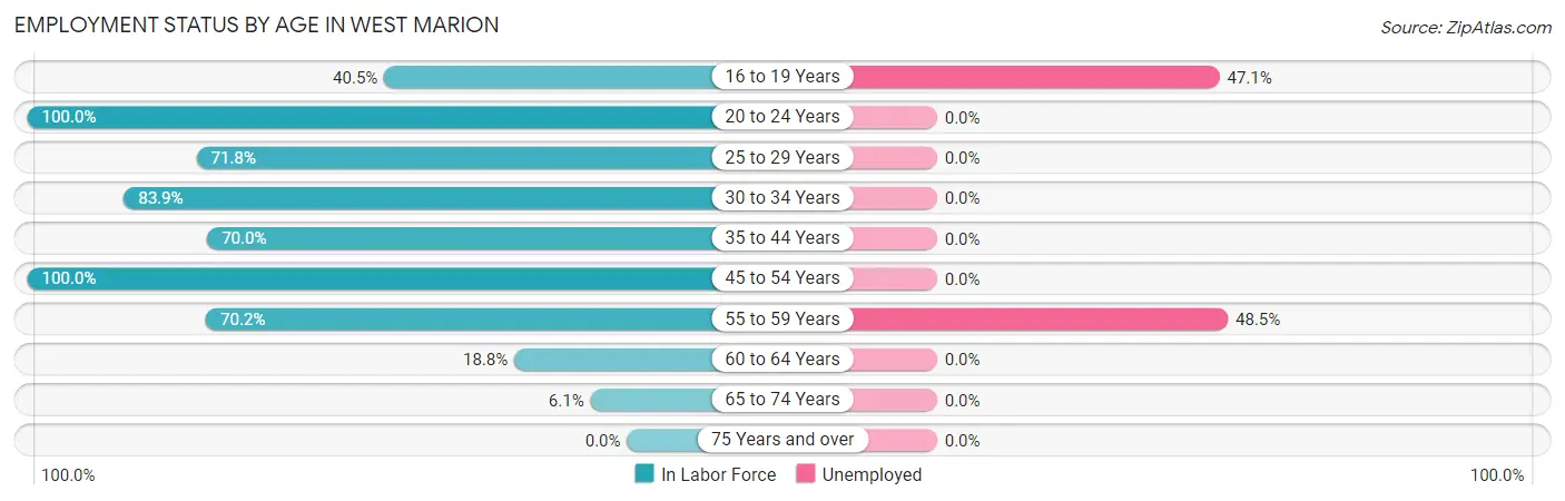 Employment Status by Age in West Marion