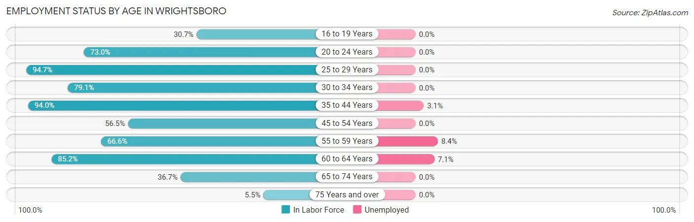 Employment Status by Age in Wrightsboro