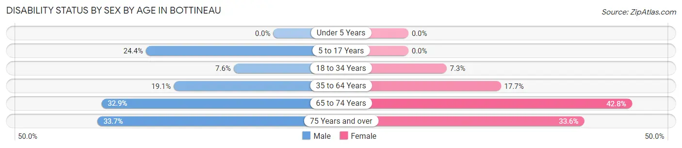 Disability Status by Sex by Age in Bottineau