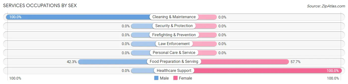 Services Occupations by Sex in Bowdon