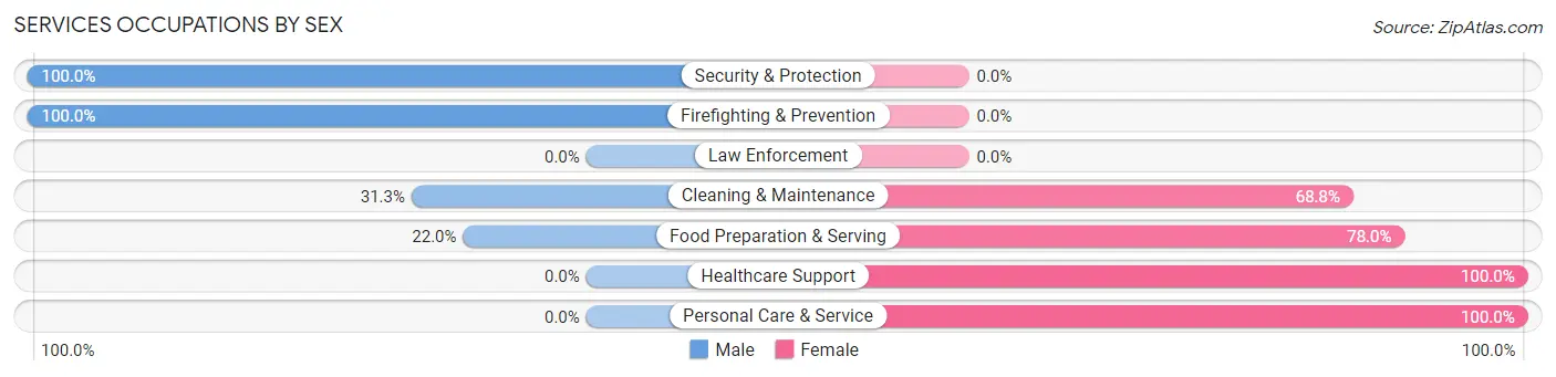 Services Occupations by Sex in Bowman