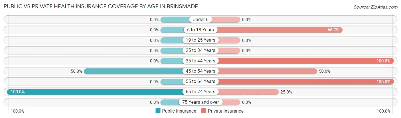 Public vs Private Health Insurance Coverage by Age in Brinsmade