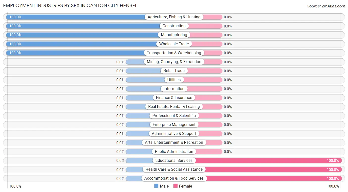 Employment Industries by Sex in Canton City Hensel