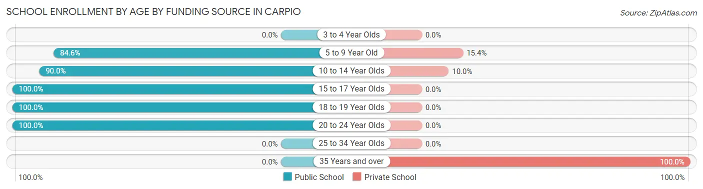 School Enrollment by Age by Funding Source in Carpio