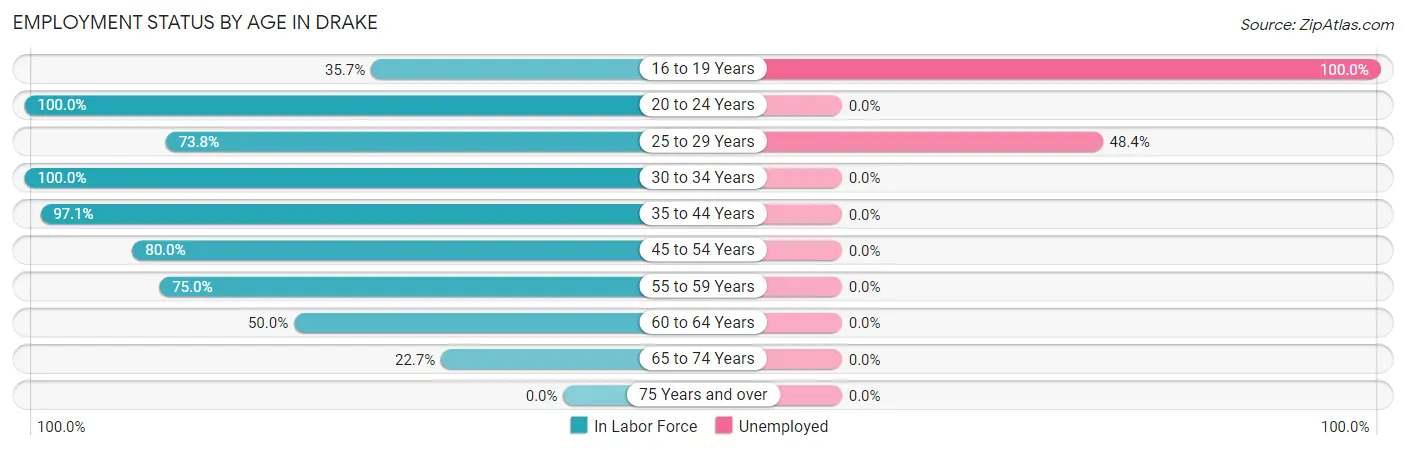Employment Status by Age in Drake