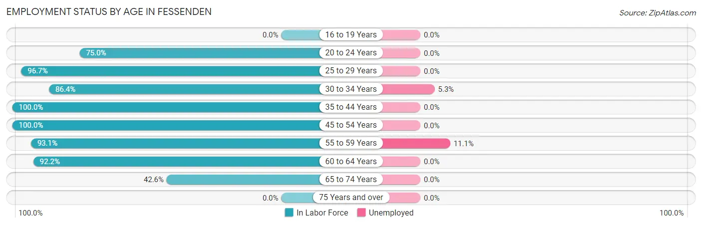 Employment Status by Age in Fessenden