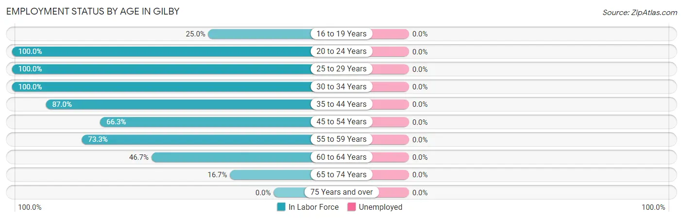 Employment Status by Age in Gilby