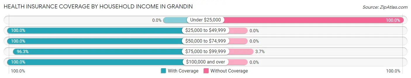 Health Insurance Coverage by Household Income in Grandin