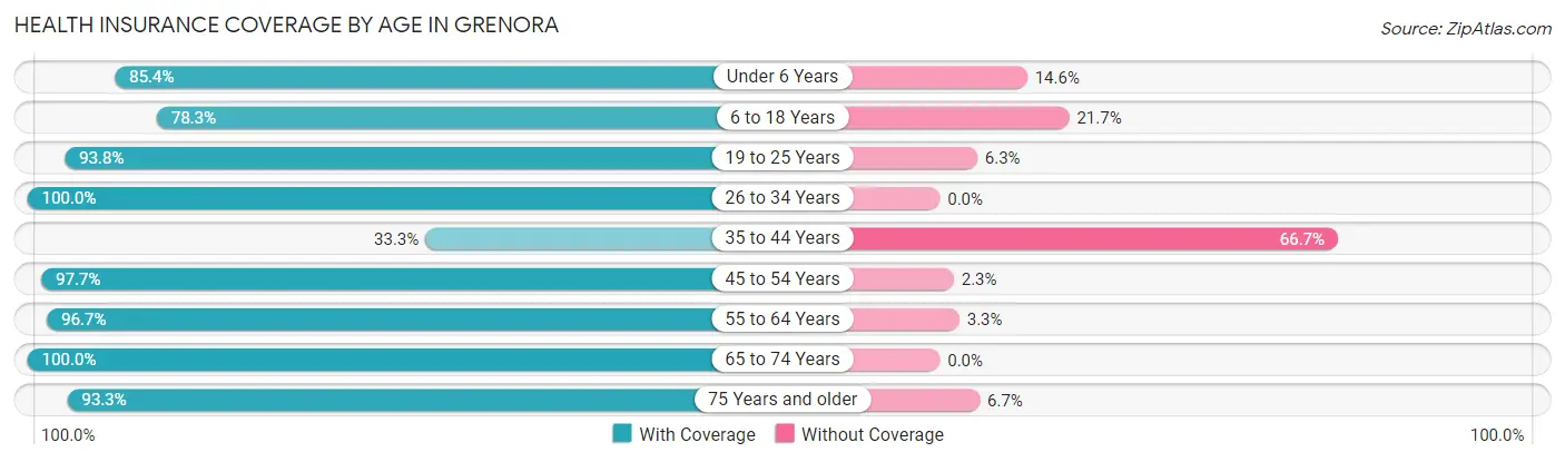 Health Insurance Coverage by Age in Grenora