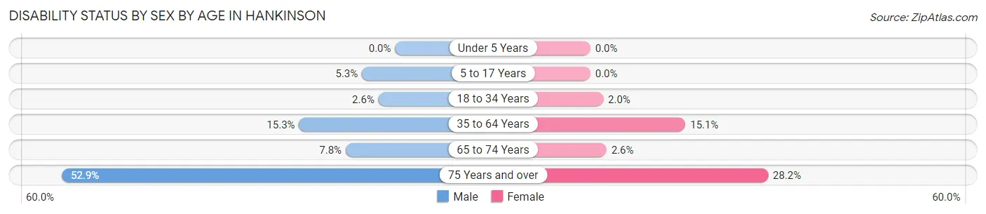 Disability Status by Sex by Age in Hankinson