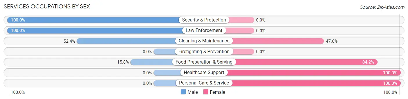 Services Occupations by Sex in Hankinson