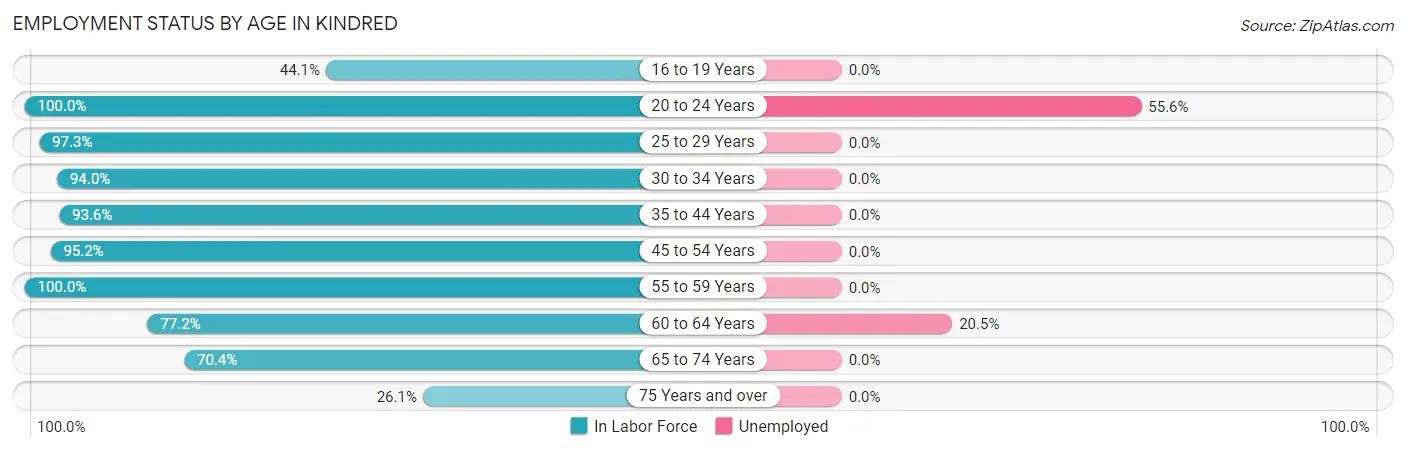 Employment Status by Age in Kindred