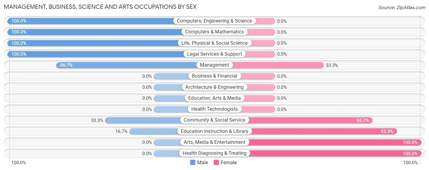 Management, Business, Science and Arts Occupations by Sex in Lansford